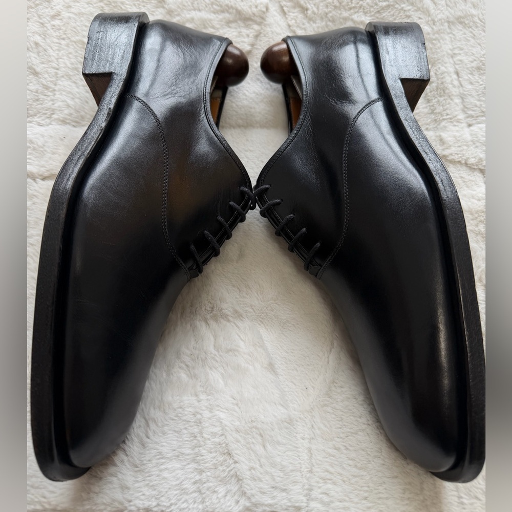 $890 Salvatore Ferragamo Classic Black Plain Toe Men's Oxford Dress Shoes 9.5 - Picture 6 of 12